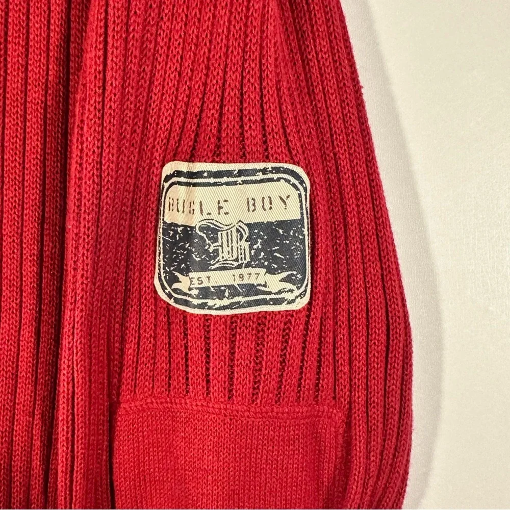 Bugle Boy Red Cotton blend Quarter Zip Ribbed Sweater for Men